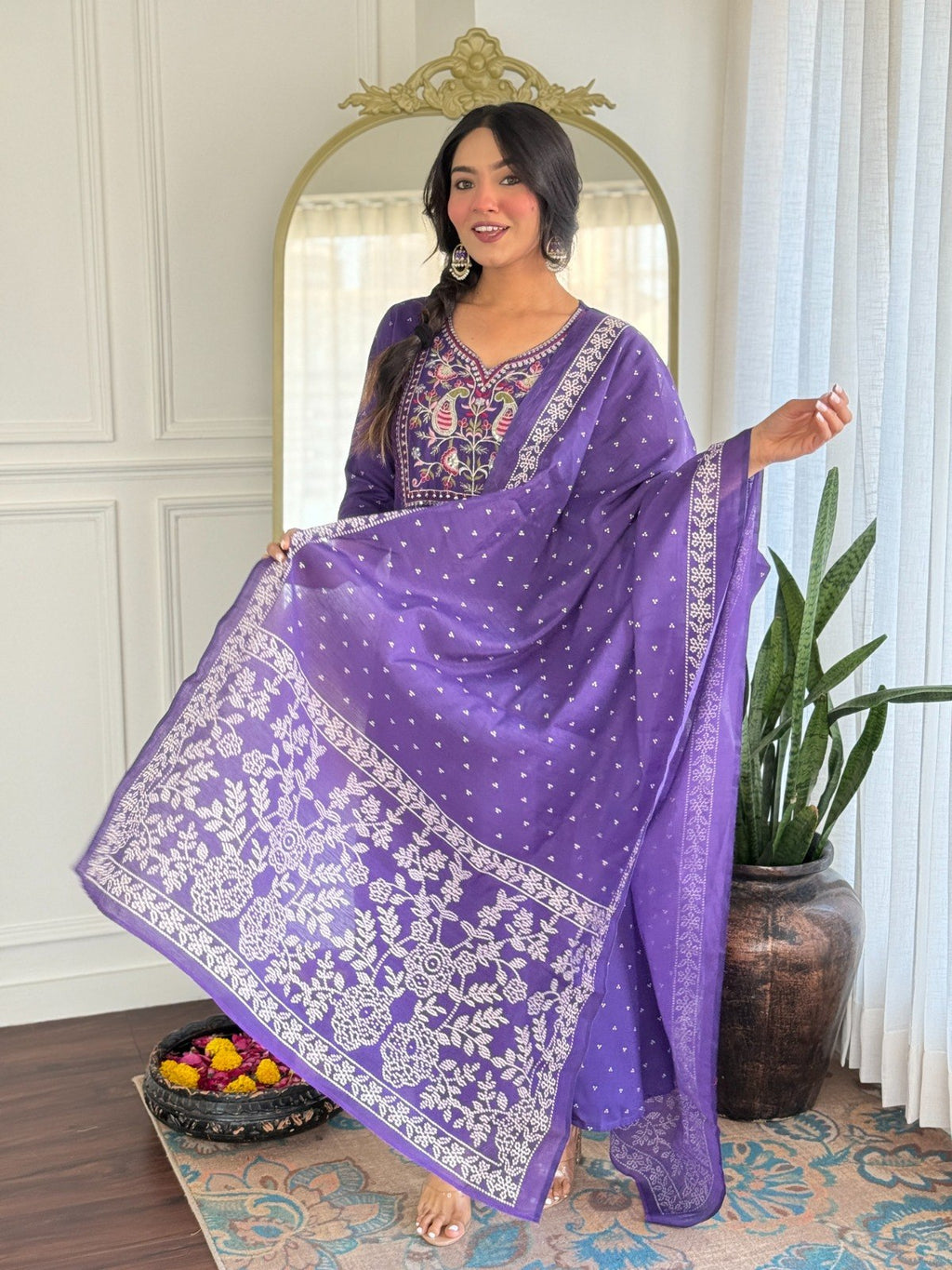 Trendy Naari Printed Kurta, Trouser/Pant & Dupatta Set.